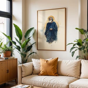 Utskrivbar konst av aposteln Sankt Bartolomeus | Akvarell katolsk väggdekoration bild 4