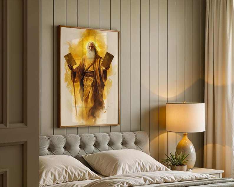 Moses-Kunstdrucke | Moderne katholische Wanddekoration im Aquarellstil Bild 3