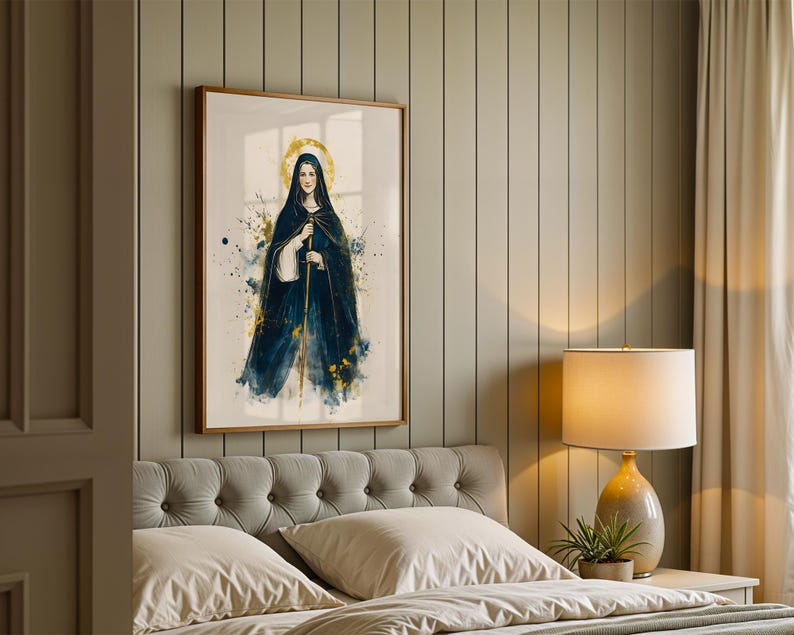 Saint Bridget of Sweden Printable Art | Watercolor Catholic Wall Decor image 3