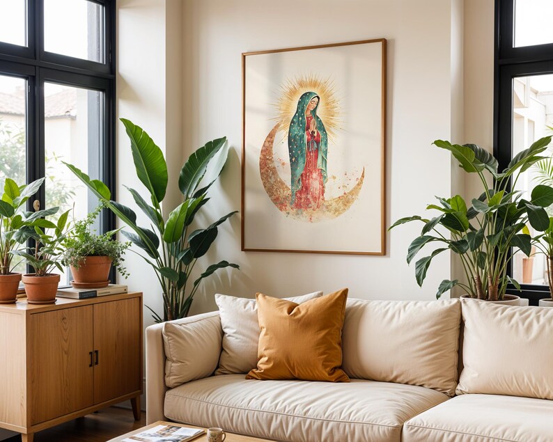 Our Lady of Guadalupe Framed Poster | Modern Catholic Watercolor Wall Art image 11