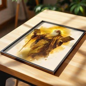 Pôster emoldurado de Moisés | Arte de parede católica moderna em aquarela | Presente religioso imagem 10