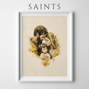 The Holy Family — Together Framed Poster | Minimalist Catholic Wall Art image 1