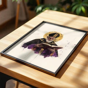 Inramad poster med Sankt Augustinus av Flodhästen | Modern kristen väggkonst | Minimalistisk katolsk dekor bild 4