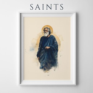 Inramad poster med aposteln Sankt Andreas | Minimalistisk katolsk väggkonst bild 1