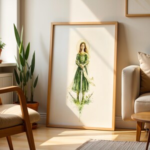 Heilige Dymphna ingelijste poster | Moderne katholieke muurkunst | Inclusief houten lijst afbeelding 4