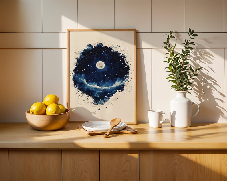 The Creation of the Stars and Moon Printable Art | Modern Watercolor Christian Wall Decor image 7