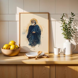 Inramad poster med aposteln Sankt Andreas | Minimalistisk katolsk väggkonst bild 3