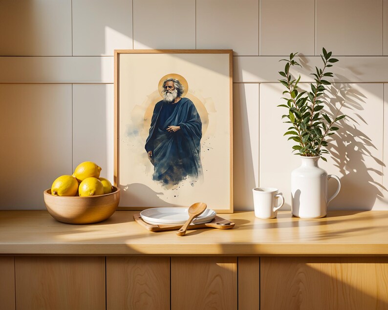 Inramad poster med aposteln Sankt Andreas | Minimalistisk katolsk väggkonst bild 3