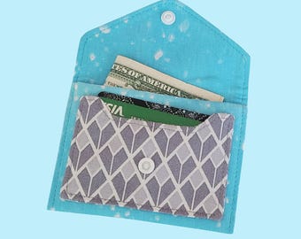 Card Wallet Sewing Pattern, Fabric Card Wallet with Snap Closure (Digital Download) wlt004