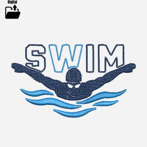 Swimming Embroidery Design | Swimmer Embroidery Design | Swimming Machine Embroidery File | PES DST | 3 Sizes