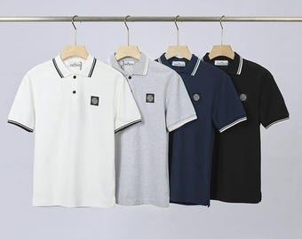 Stone Island Men’s Shirt | Cotton Collar T-Shirt | Short Sleeve Casual Shirt