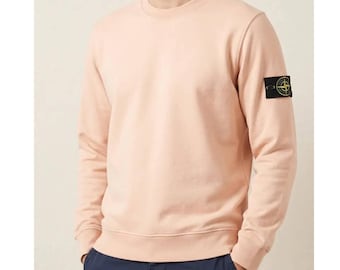 Stone Island Minimal Streetwear Pullover, Casual Long Sleeve Sweatshirt, Soft Cotton Winter Top