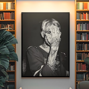 Vintage Lil Peep Portrait Wall Mount | Aesthetic HELLBOY Album Art Poster | Aesthetic Hip Hop crybaby Rapper Print | Emo Rap Wall Art
