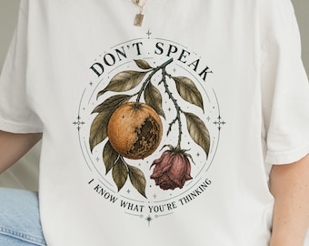 Chemise Don't Speak Je sais ce que vous pensez, t-shirt botanique, chemise sombre universitaire, t-shirt floral vintage, chemise No Doubt, t-shirt Cottagecore