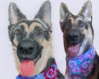 Custom Pet Portrait, Personalized Pet Drawing, Cute Pet Art  Print, Hand Drawn Portrait