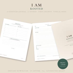 I Am Rooted Scripture Journal | Printable Christian Bible Study Notebook | GoodNotes iPad Template | Verse Archive | KNOWN&KEPT