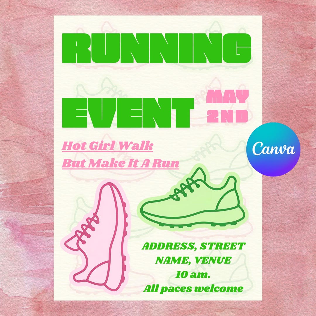 Running Invitation Background Editable Fitness Event Invitation Template | Running Club Invite ...