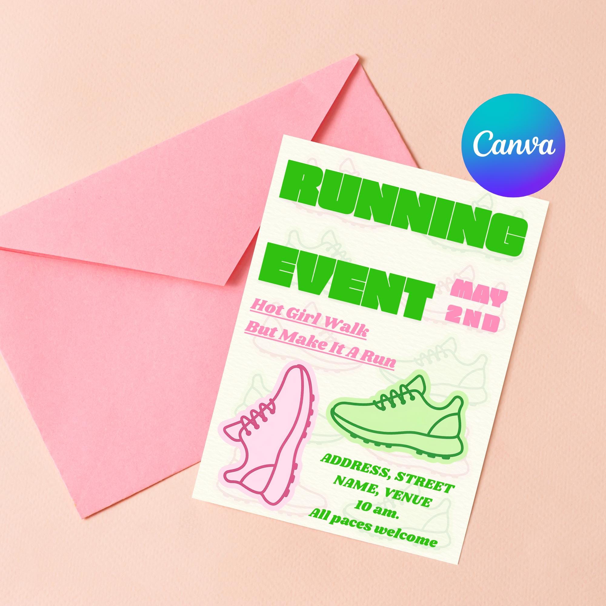 Run Invitations Editable Fitness Event Invitation Template | Running Club Invite ...