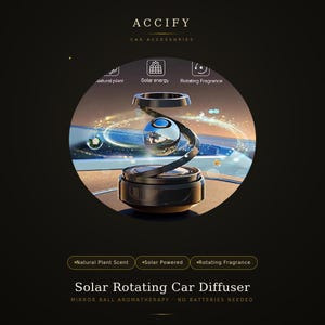 Solar Car Air Freshener, Rotating Mirror Ball Diffuser, Aromatherapy Vent Clip, Car Interior Accessory Gift