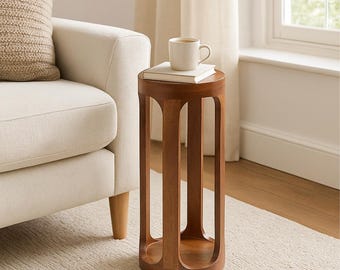 Handmade Mango Wood Side Table | Rustic Wooden Bedside Table | Round Coffee Table | Boho Living Room Decor | Farmhouse Accent Furniture Gift