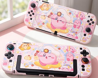 Cute Pink Nintendo Switch Case, Kawaii Cartoon Hard Shell Cover for Switch, Protective JoyCon Case, Gamer Girl Accessories