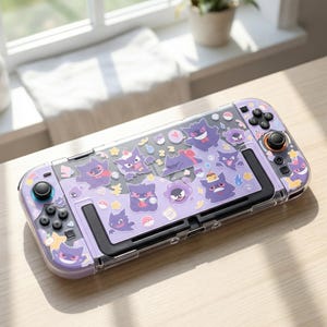Gengar Nintendo Switch 1/2/OLED Case, Frosted Black Pokémon Cover, Kawaii Anime Protective Shell, Anti-Drop Anti-Scratch Gamer Gift