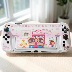 Animal Crossing Nintendo Switch 2 Case, Cute Cartoon Hard Shell Cover, Dockable Joy-Con Protective Case for Switch OLED, Kawaii Gamer Gift
