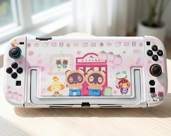 Animal Crossing Nintendo Switch 2 Case, Cute Cartoon Hard Shell Cover, Dockable Joy-Con Protective Case for Switch OLED, Kawaii Gamer Gift