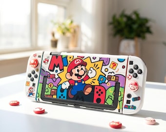 Mario Nintendo Switch 2 Case, Cute Cartoon Graffiti Cover, Kawaii Switch OLED Protective Shell, Anime Gaming Accessories, Gamer Gift