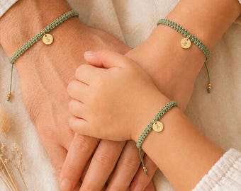 Personalized Family Bracelet Set, Custom Initial Bracelets for Mom Dad Kids, Matching Family Gift