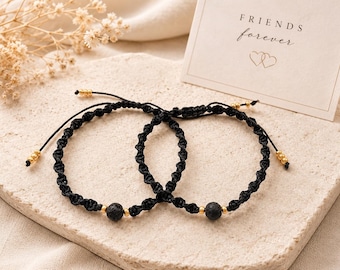 Lava Stone Friendship Bracelets, Best Friend Gift Set, One for You One for Me Bracelets