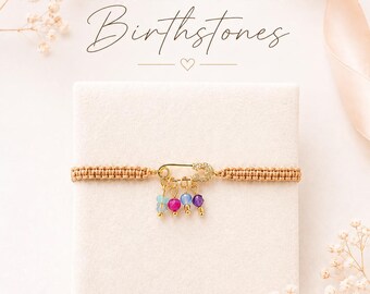Birthstone Bracelet for Mom, Personalized Gift from Children & Grandchildren, Custom Family Jewelry