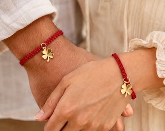 Matching couples bracelets , Red String Bracelet Set, Long Distance Anniversary Gift