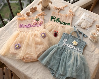 Personalized Baby Tutu Dress, Custom Name Romper, First Birthday Outfit Girl, Cake Smash Outfit, Baby Girl Tutu Skirt,