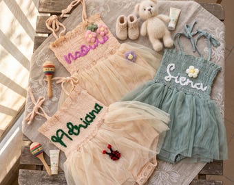Vestido tutú personalizado para bebé, pelele con nombre personalizado, conjunto para el primer cumpleaños de niña, conjunto para sesión de fotos de cumpleaños con pastel, falda tutú para bebé niña,