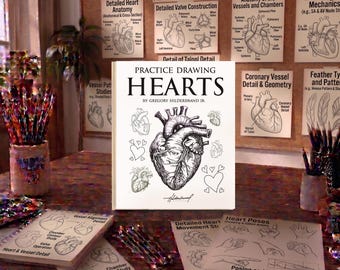 Practice Drawing Hearts, Easy Heart Drawing Book, Anatomy Sketching Workbook, Learn Heart Drawing, Drawing Exercises