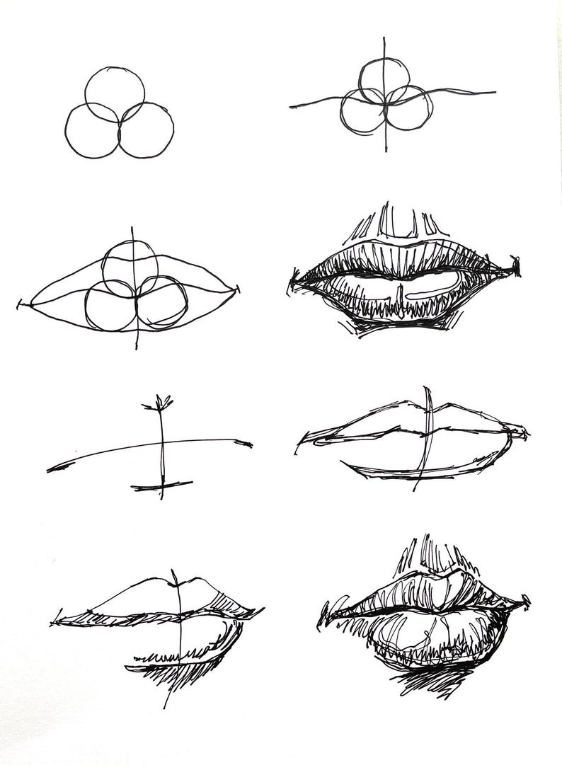 Realistic Lip Drawing Step-by-step Guide, Portrait Art Lessons, How to ...