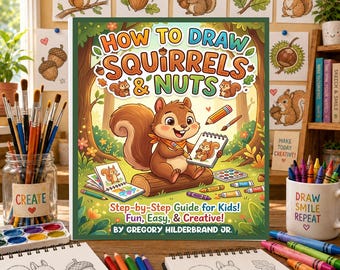 How to Draw Squirrels & Nuts, Easy Squirrel Drawing Book, Animal Sketching Workbook, Learn Wildlife Drawing, Drawing Exercises