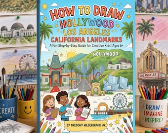 How to Draw Hollywood Los Angeles California Landmarks, Easy LA Drawing Book, City Sketching Workbook, Learn Landmark Drawing,