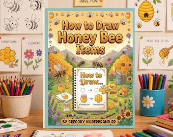 How to Draw Honey Bee Items, Easy Bee Drawing Book, Nature Sketching Workbook, Learn Bee Drawing, Drawing Exercises