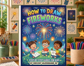 How to Draw Fireworks, Easy Firework Drawing Book, Celebration Sketching Workbook, Learn Holiday Drawing, Drawing Exercises
