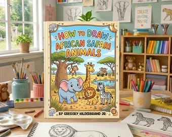 How to Draw African Safari Animals, Easy Wildlife Drawing Book, Animal Sketching Workbook, Learn Safari Drawing, Drawing Exercises
