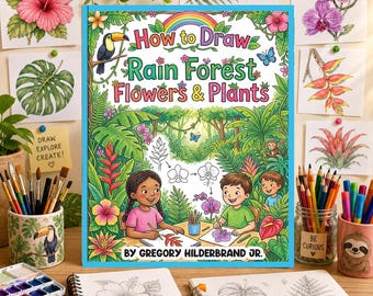 How to Draw Rain Forest Flowers & Plants, Easy Jungle Plant Drawing Book, Botanical Sketching Workbook, Learn Nature Drawing,