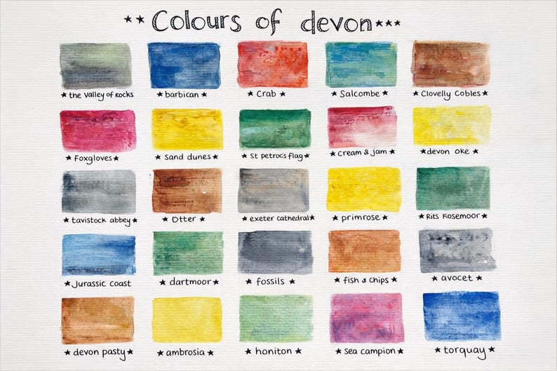 Colours of Devon A4 Painting - Etsy