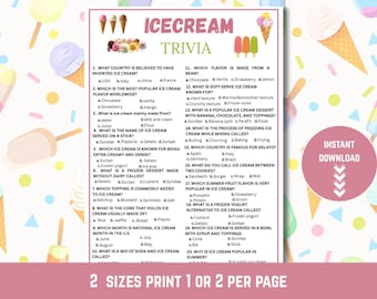 Trivia-spel ijs, zomerfeestquiz, dessertfeiten (digitale download)