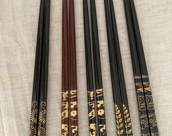 Japanese lacquered chopsticks set of 5