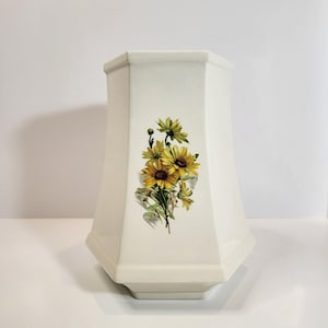 Vintage Paden City Hexagonal Vase | Sunflower Motif, Mid-Century Ceramic Bud Vase