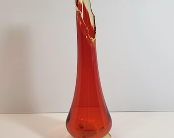 vintage L.E. Vase en verre « Swung » Smith Amberina.  Verre d'art moderne américain Mid-Century des années 60