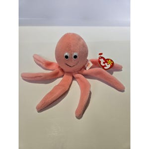 Ty Beanie Babies Inky the Octopus Pink Plush 1994 Vintage Toy With Tags