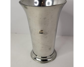 Vase trompette en étain Williamsburg Stieff, urne florale évasée vintage, plaque logo FP